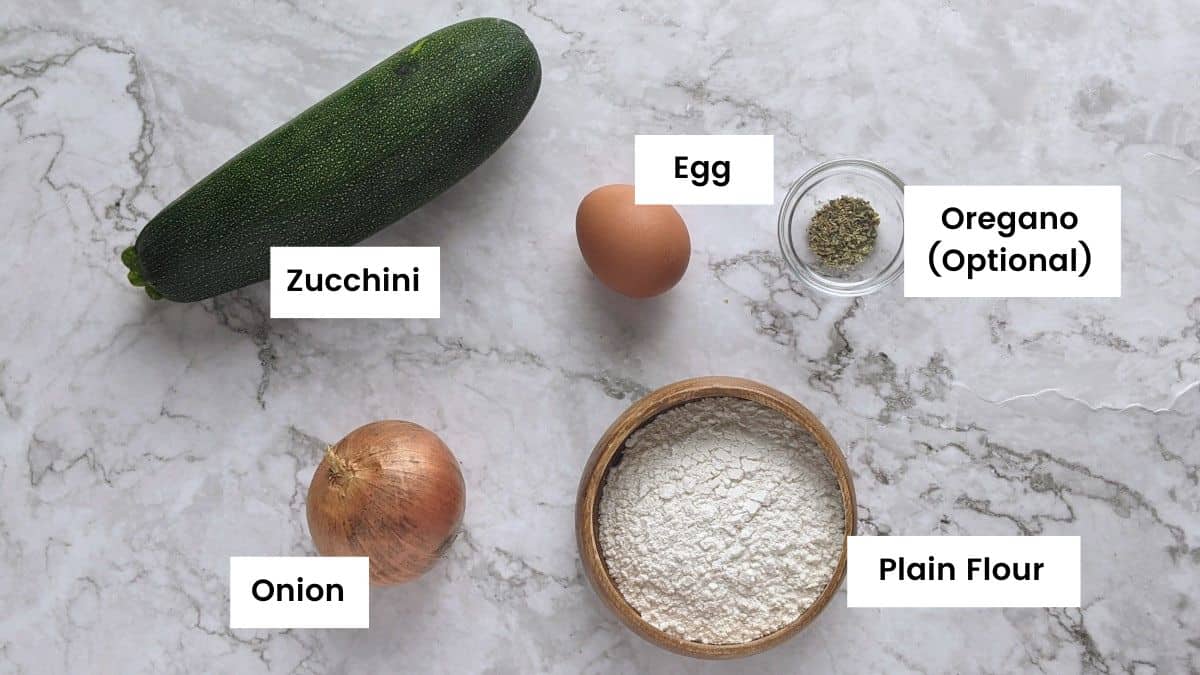 Ingredients for blw zucchini fritters.