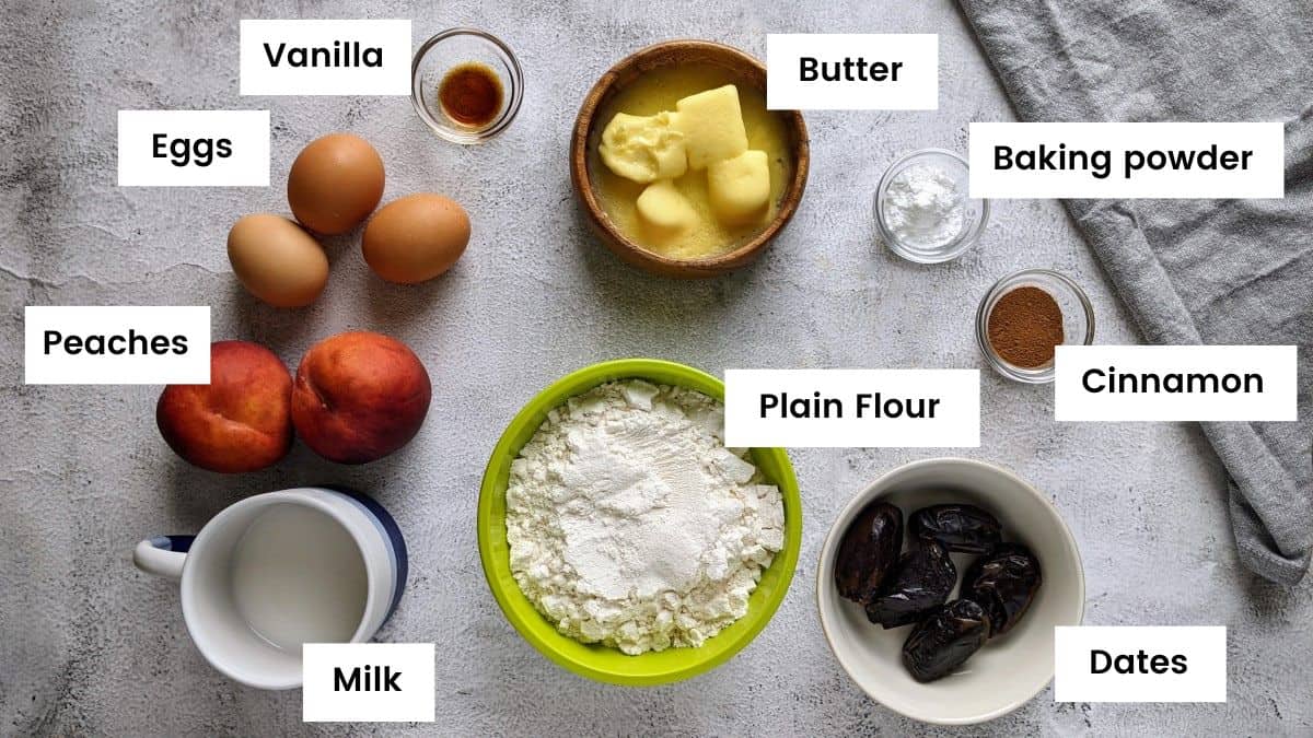 Ingredients for sugar free peach muffins.