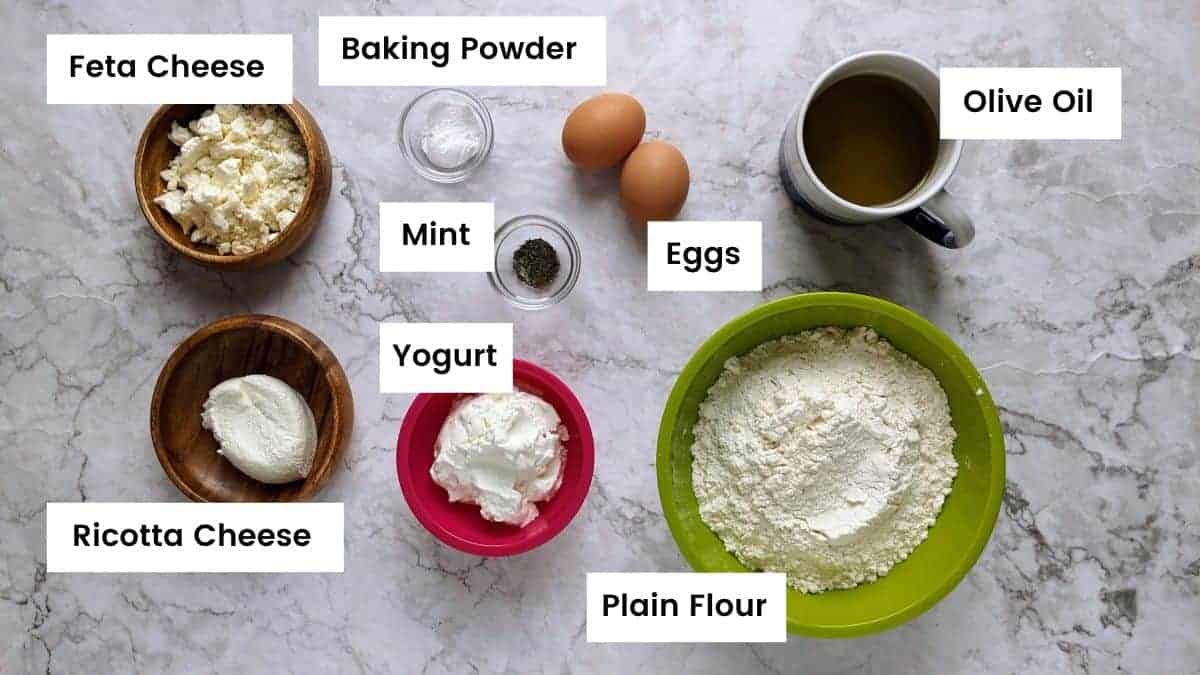 Ingredients for mini cheese pies.