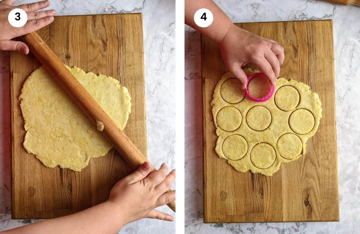 Step3: Roll dough. Step4: Cut circles using a cookie cutter.