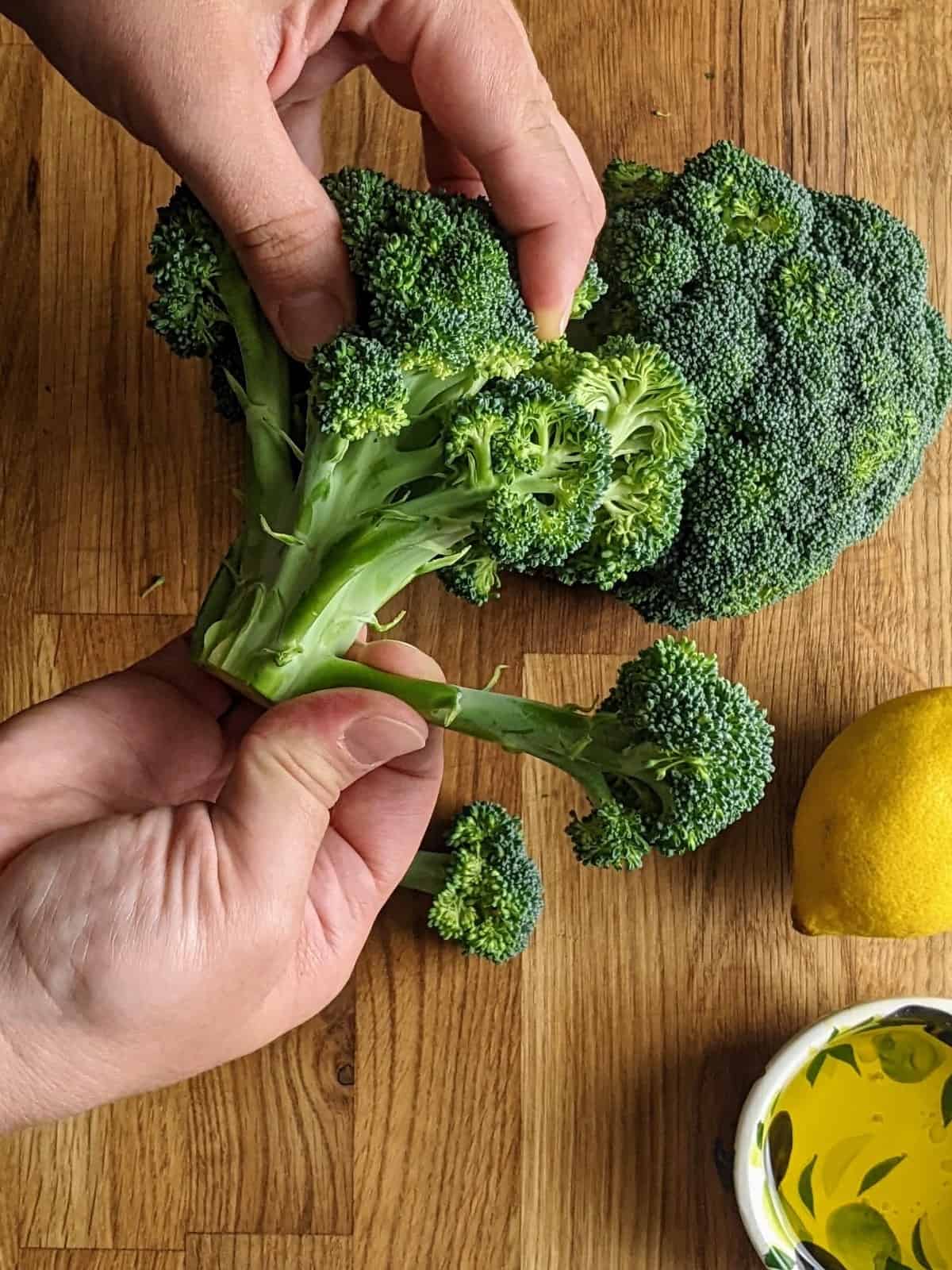 How to separate broccoli florets from stem.
