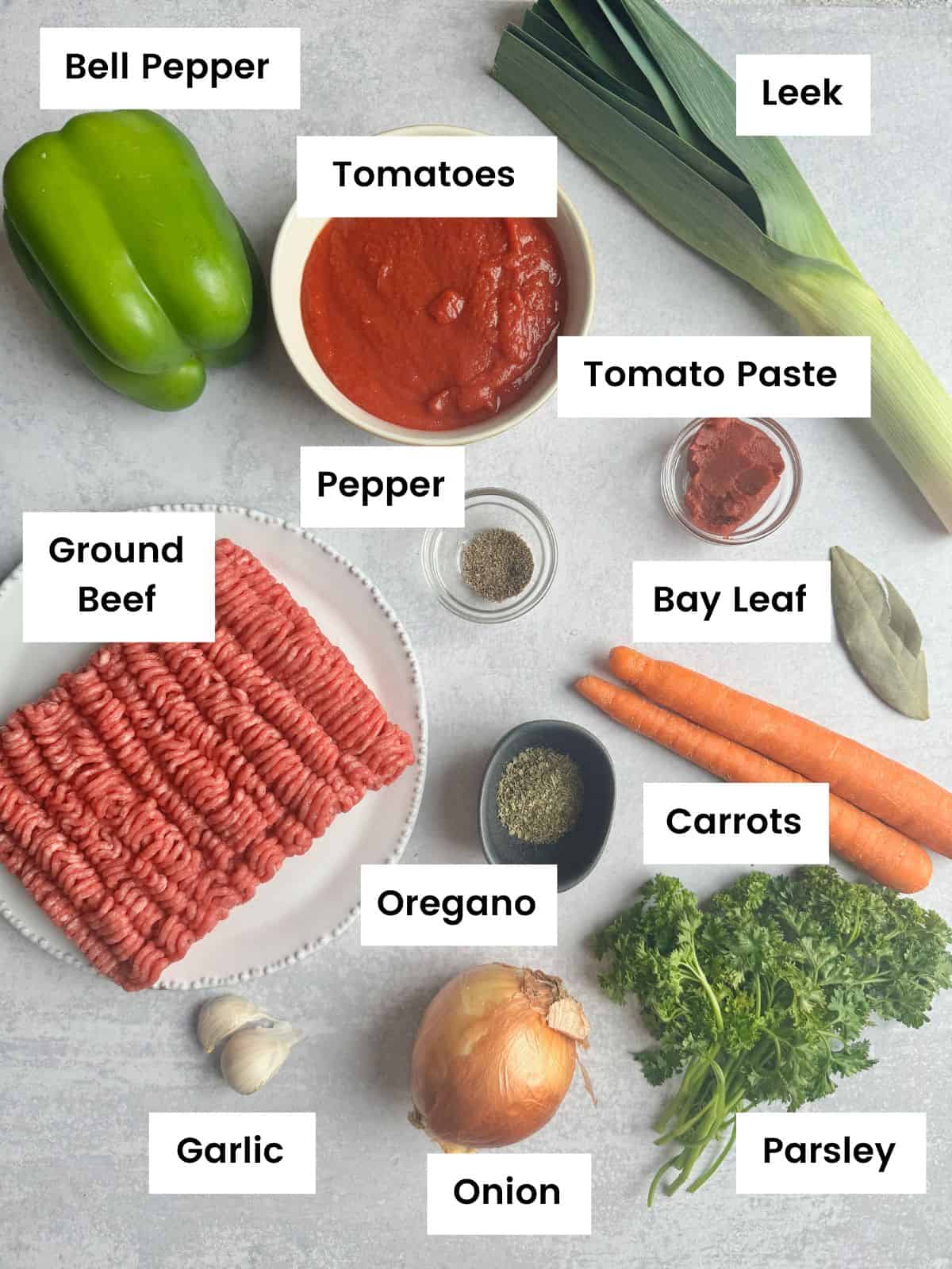 Ingredients for veggie loaded bolognese.