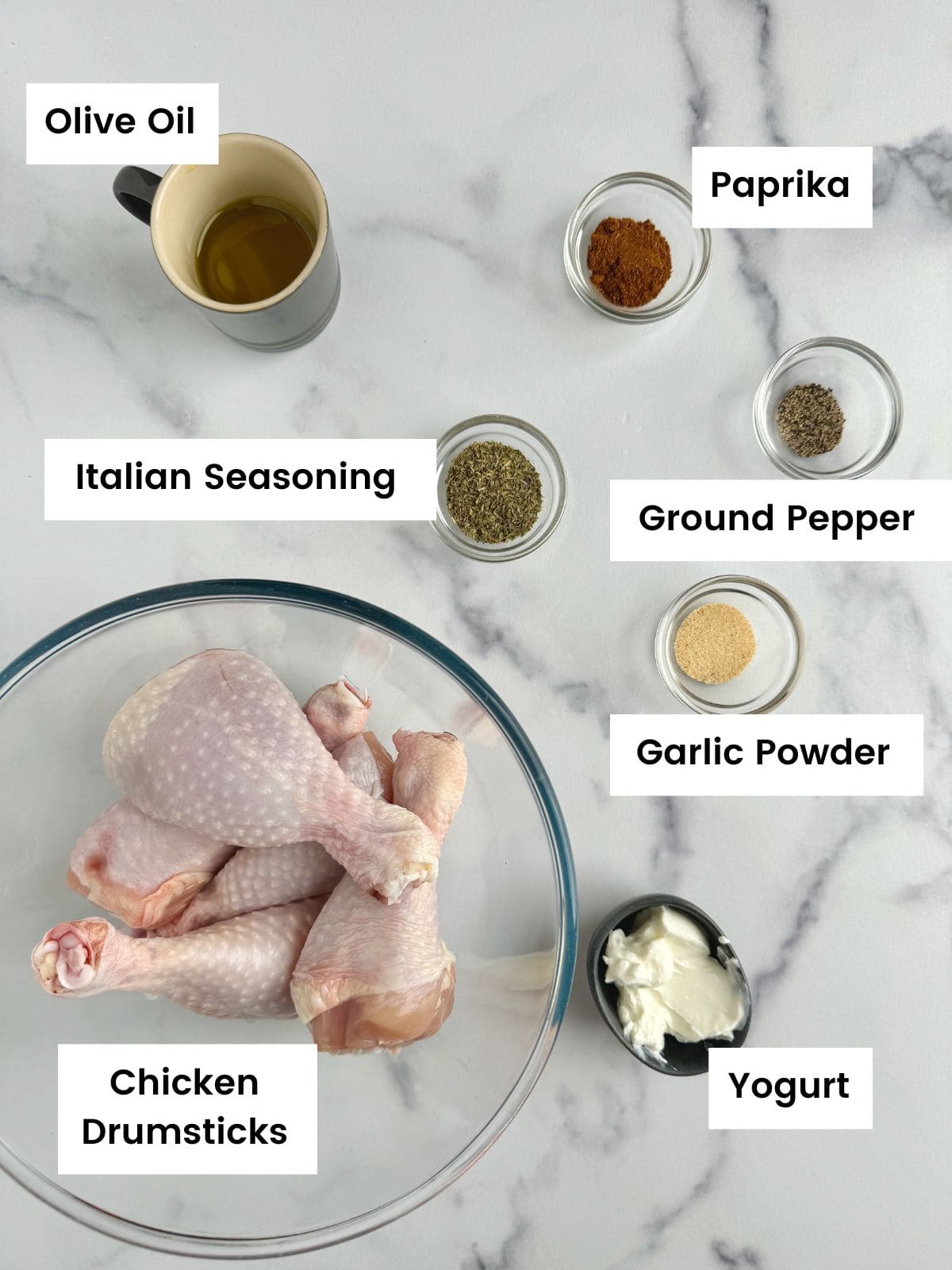 Ingredients for paprika chicken drumsticks for kids.