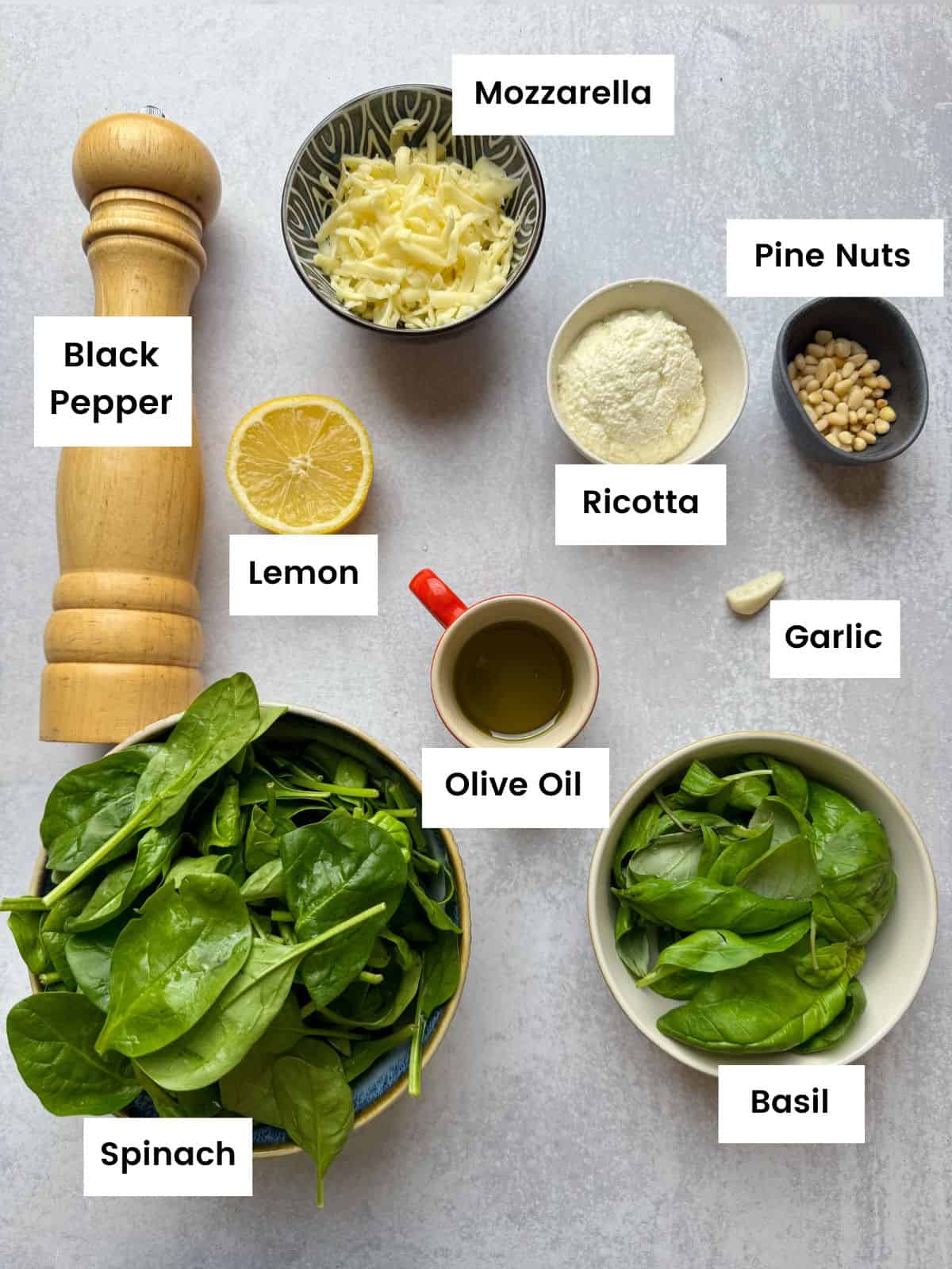 Ingredients for pesto sauce.