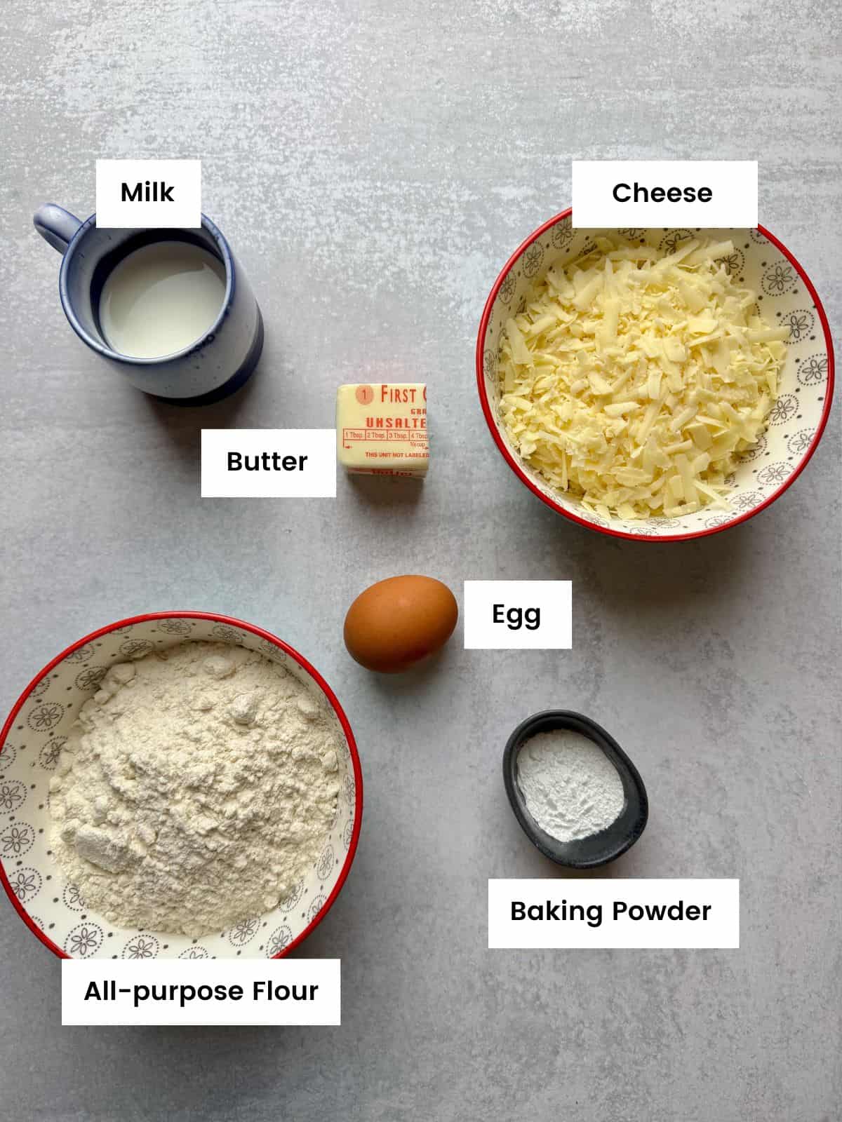 Ingredients for cheese scones.