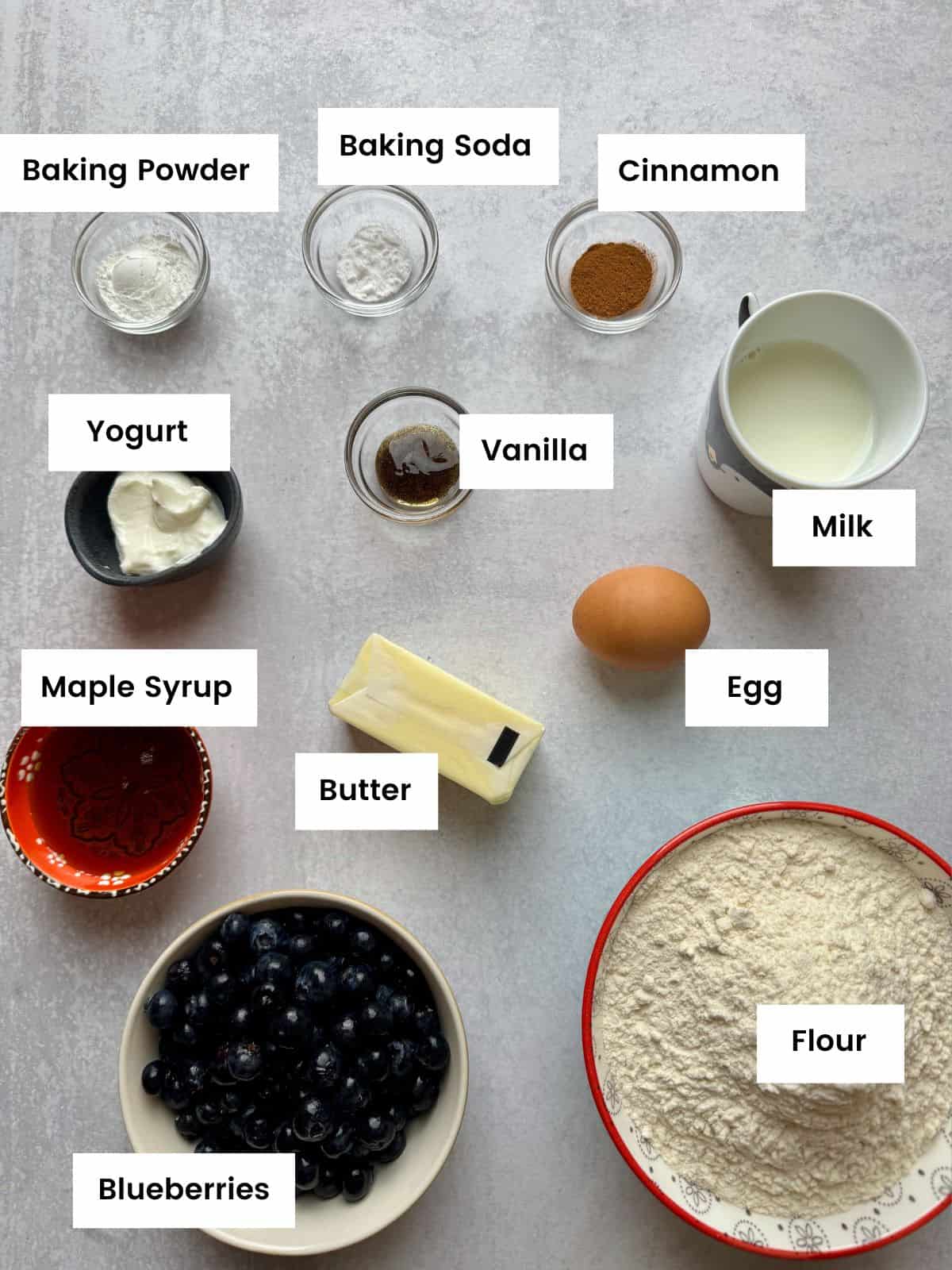 Ingredients for blueberry scones.