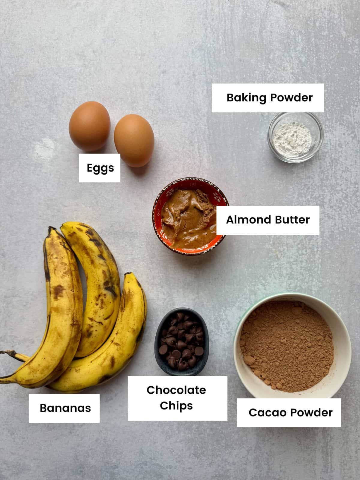 Ingredients for chocolate square cake.