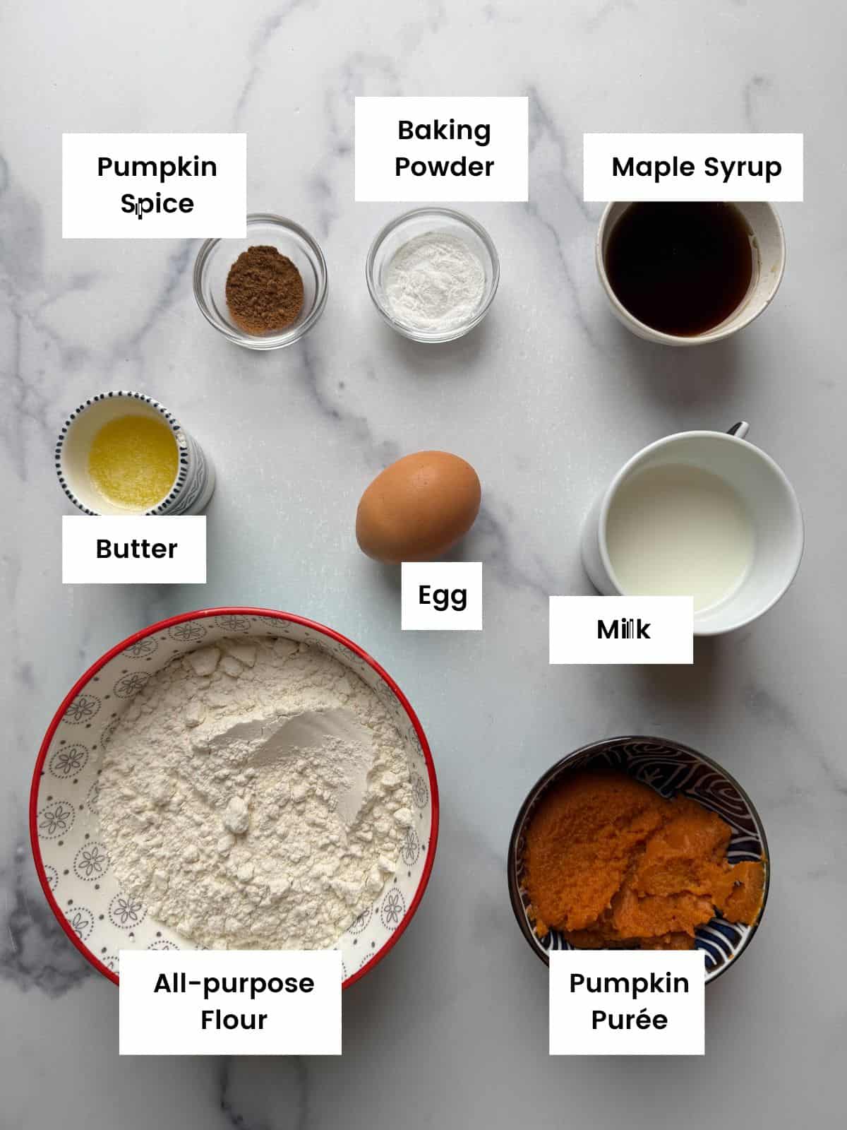 Ingredients for pumpkin pancakes.